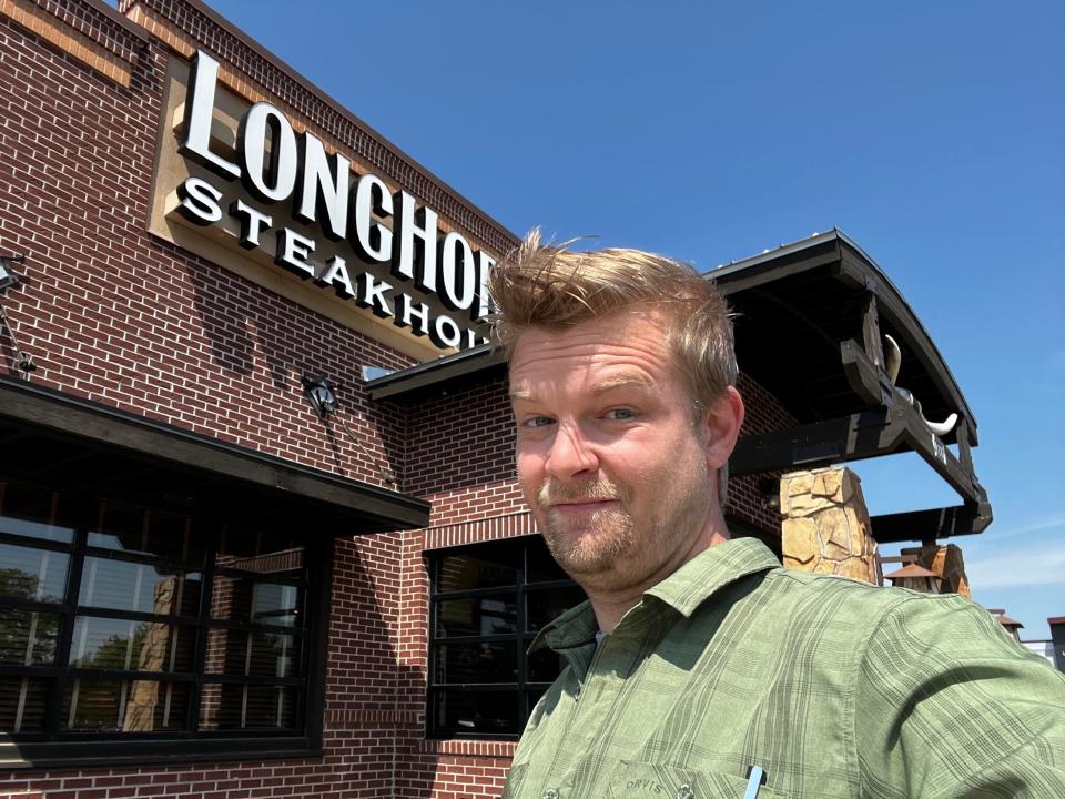 Dominick Reuter outside a Longhorn Steakhouse