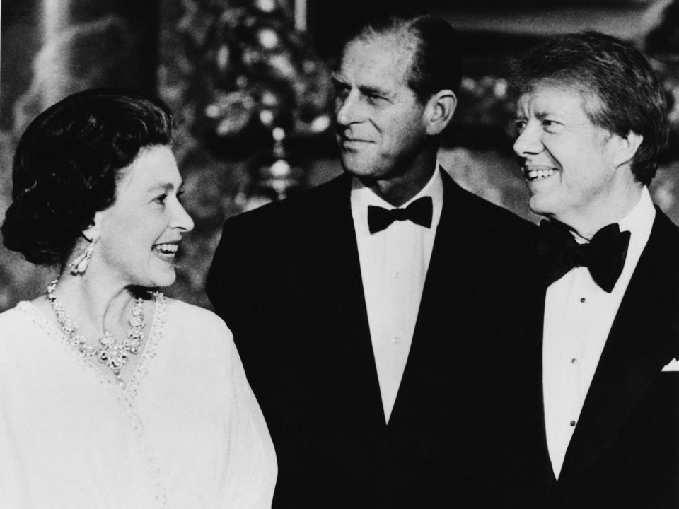 Queen Elizabeth II and Prince Philip with President Jimmy Carter on May 10, 1977