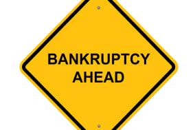 caution sign   bankruptcy ahead