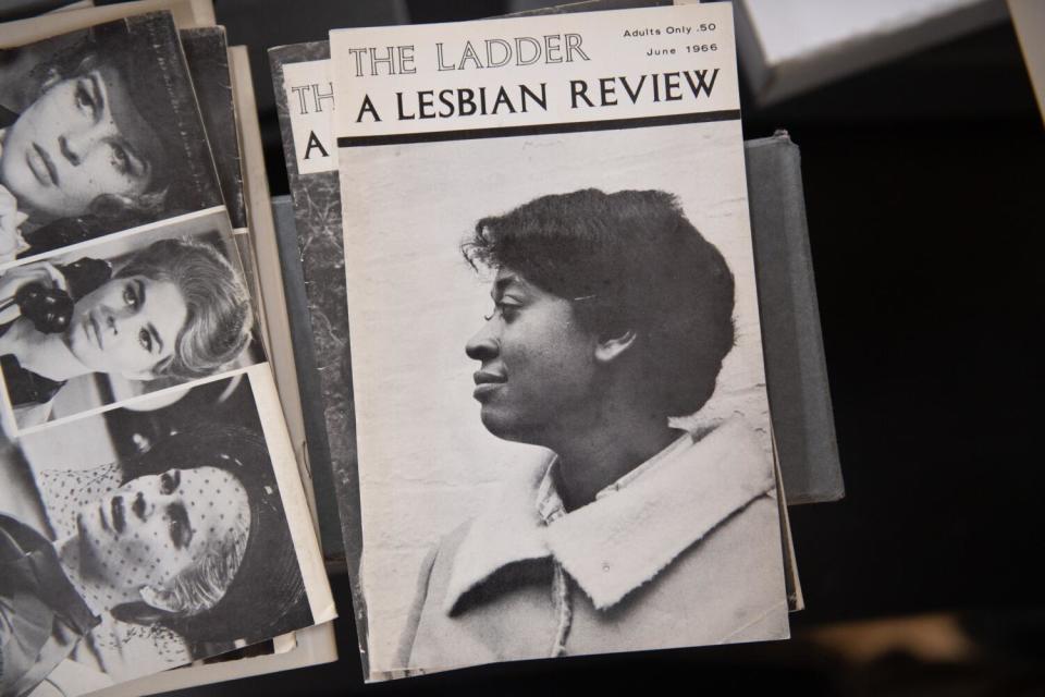 Photo of a Lesbian Review from June 1966 that provides one of the few known photographs of Ernestine Eckstein.