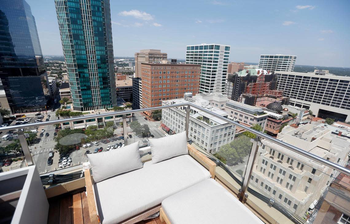 The Sinclair is a new luxury hotel under the Marriott Autograph collection in downtown Fort Worth. It features a rooftop bar with panoramic views of the city.