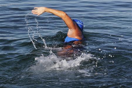 U.S. long-distance swimmer Diana Nyad swims on her way to Florida as she departs from Havana