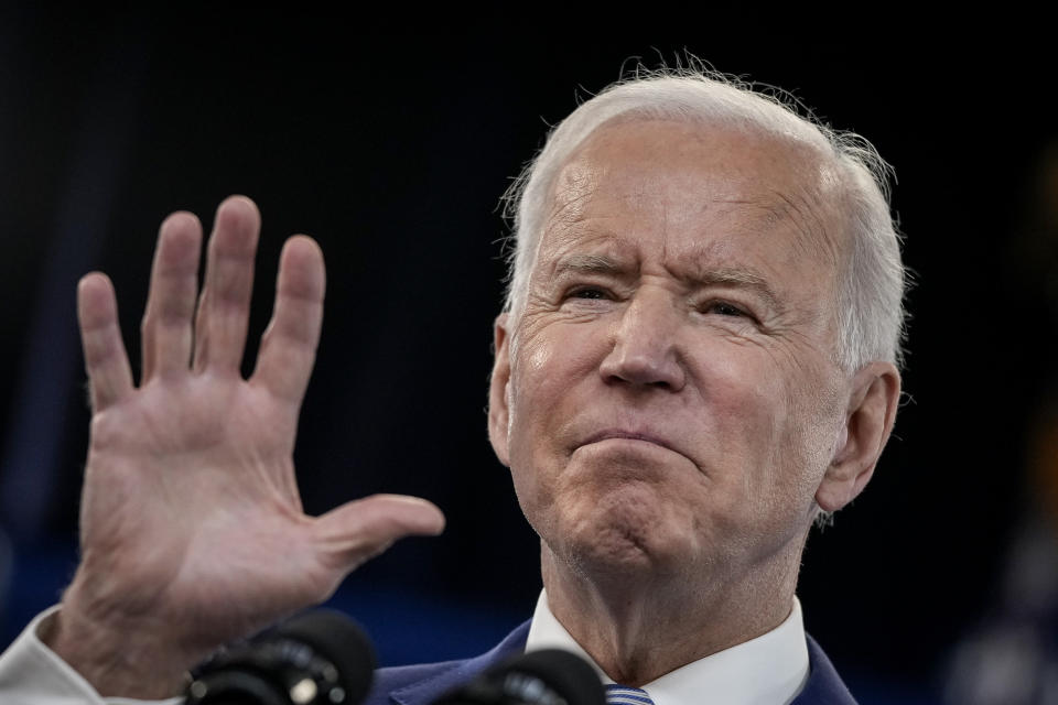 US president Joe Biden delivers remarks on the COVID-19 response and the state of vaccinations in the South Court Auditorium at the White House complex on 29 March in Washington, DC. Photo: Drew Angerer/Getty Images