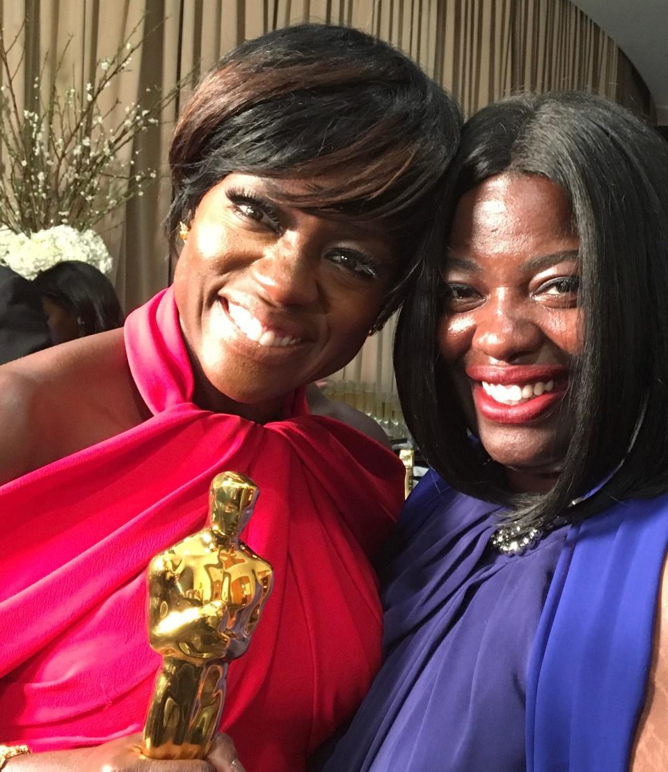 Viola Davis, left, with her sister Deloris Grant at the 2017 Academy Awards ceremony, where Davis won best supporting actress for "Fences."
