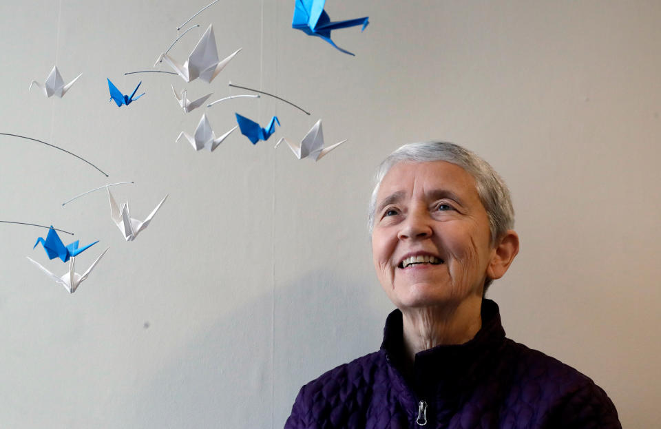 Sister Judy Byron, director and coordinator of the Northwest Coalition for Responsible Investment, in her office in Seattle, March 2018.<span class="copyright">Elaine Thompson—AP</span>