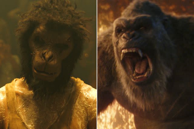 <p>Universal Studios/Warner Bros. Entertainment</p> Dev Patel in 'Monkey Man' and Kong in 'Godzilla x Kong: The New Empire'