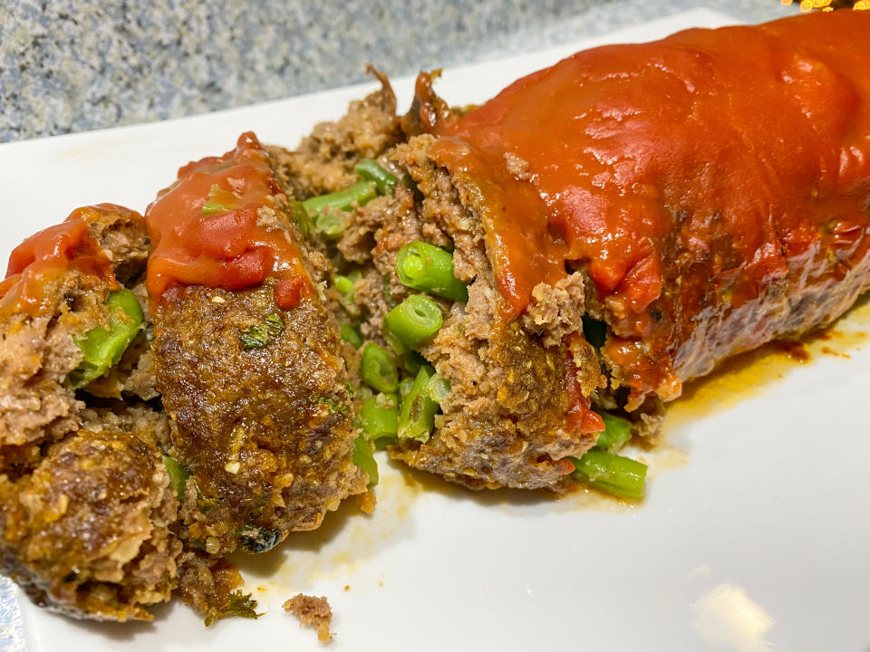 The center of the meatloaf was filled with green beans, while the outer edges were crispy and flavorful. (Terri Peters)