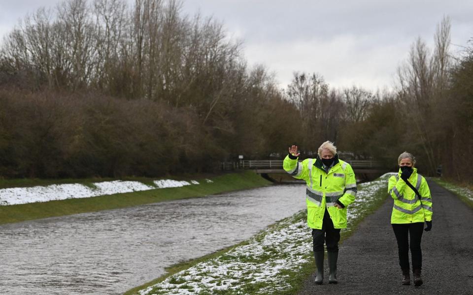 Boris Johnson on the River Mersey - PAUL ELLIS/AFP via Getty Images