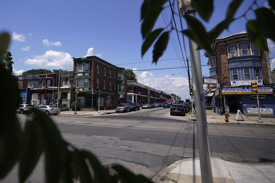 An intersection near the scene of a fatal shooting spree is seen, Thursday, July 6, 2023, in Philadelphia. (AP Photo/Matt Slocum)