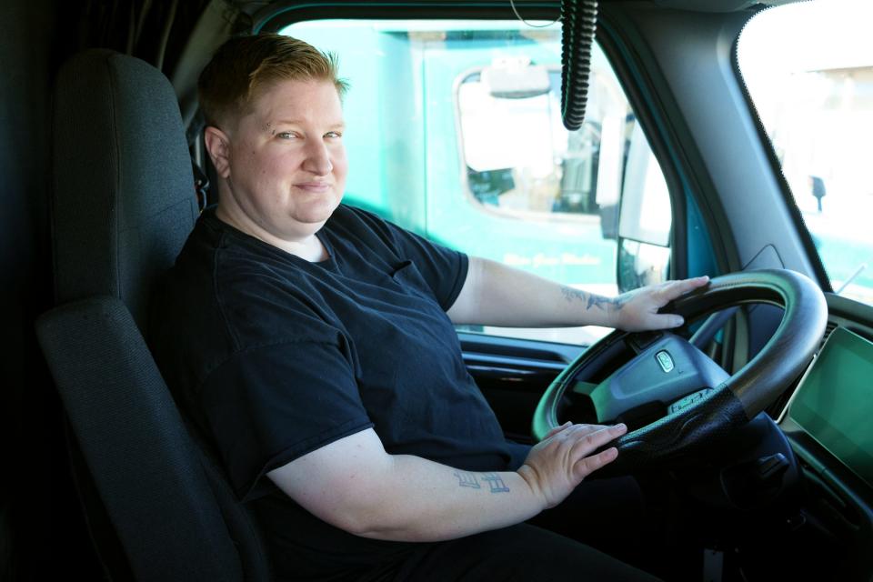 Melissa Wolf poses for a photo at a truck stop in Paulden on Dec. 11, 2022.