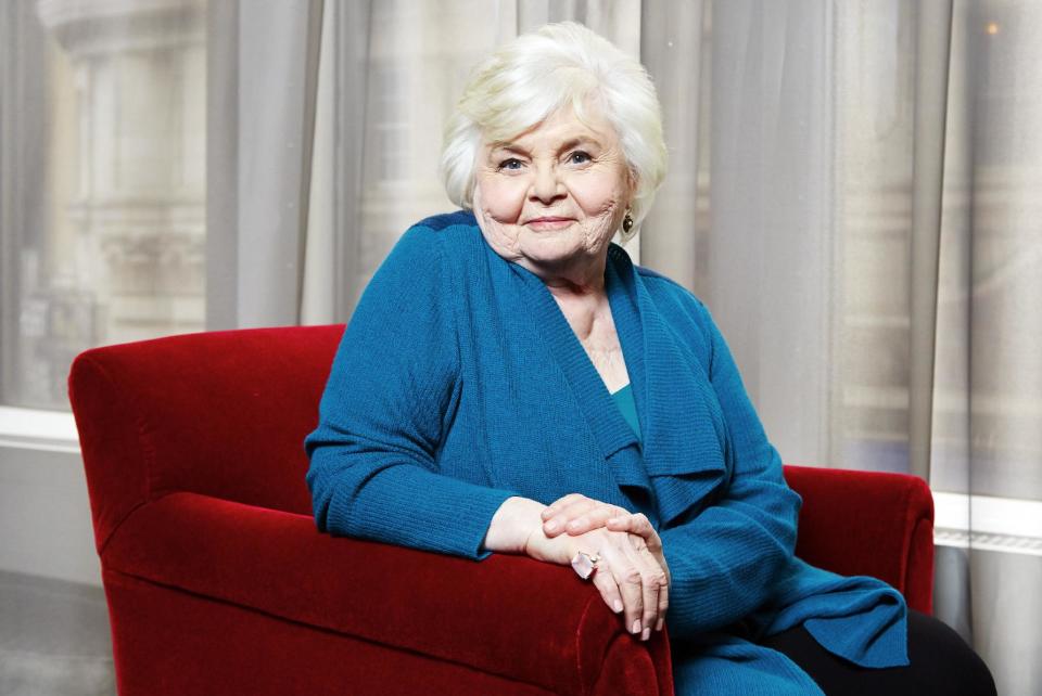 This Jan. 27, 2014 photo shows Oscar-nominated actress June Squibb in New York. Squibb is nominated for best supporting actress for her role in "Nebraska." (Photo by Dan Hallman/Invision/AP)