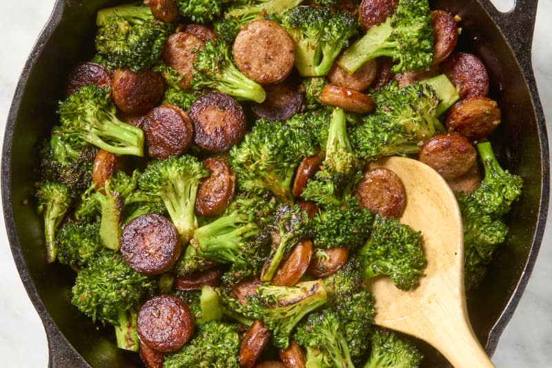 4-Ingredient Cajun Sausage and Broccoli Skillet