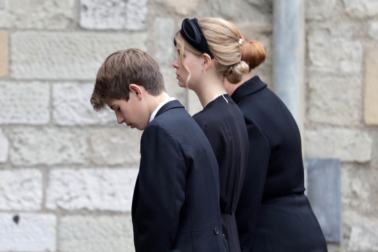 LONDON, ENGLAND - SEPTEMBER 19: James, Viscount Severn and Lady Louise Windsor arrive at Westminster Abbey for The State Funeral of Queen Elizabeth II on September 19, 2022 in London, England. Elizabeth Alexandra Mary Windsor was born in Bruton Street, Mayfair, London on 21 April 1926. She married Prince Philip in 1947 and ascended the throne of the United Kingdom and Commonwealth on 6 February 1952 after the death of her Father, King George VI. Queen Elizabeth II died at Balmoral Castle in Scotland on September 8, 2022, and is succeeded by her eldest son, King Charles III.  (Photo by Chris Jackson/Getty Images)