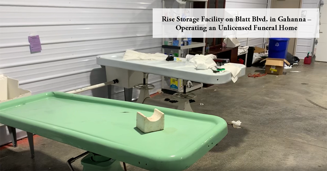 A photo from the Ohio Attorney General's Office shows what it says was an unlicensed funeral home operation inside a storage facility in Gahanna.