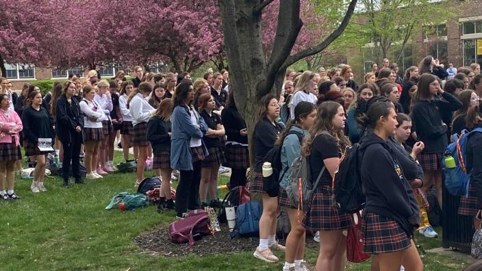 St. Teresa’s Academy rallied against gun violence Wednesday afternoon following the Northland shooting that left a 16-year-old with gun shot wounds after ringing the wrong doorbell.