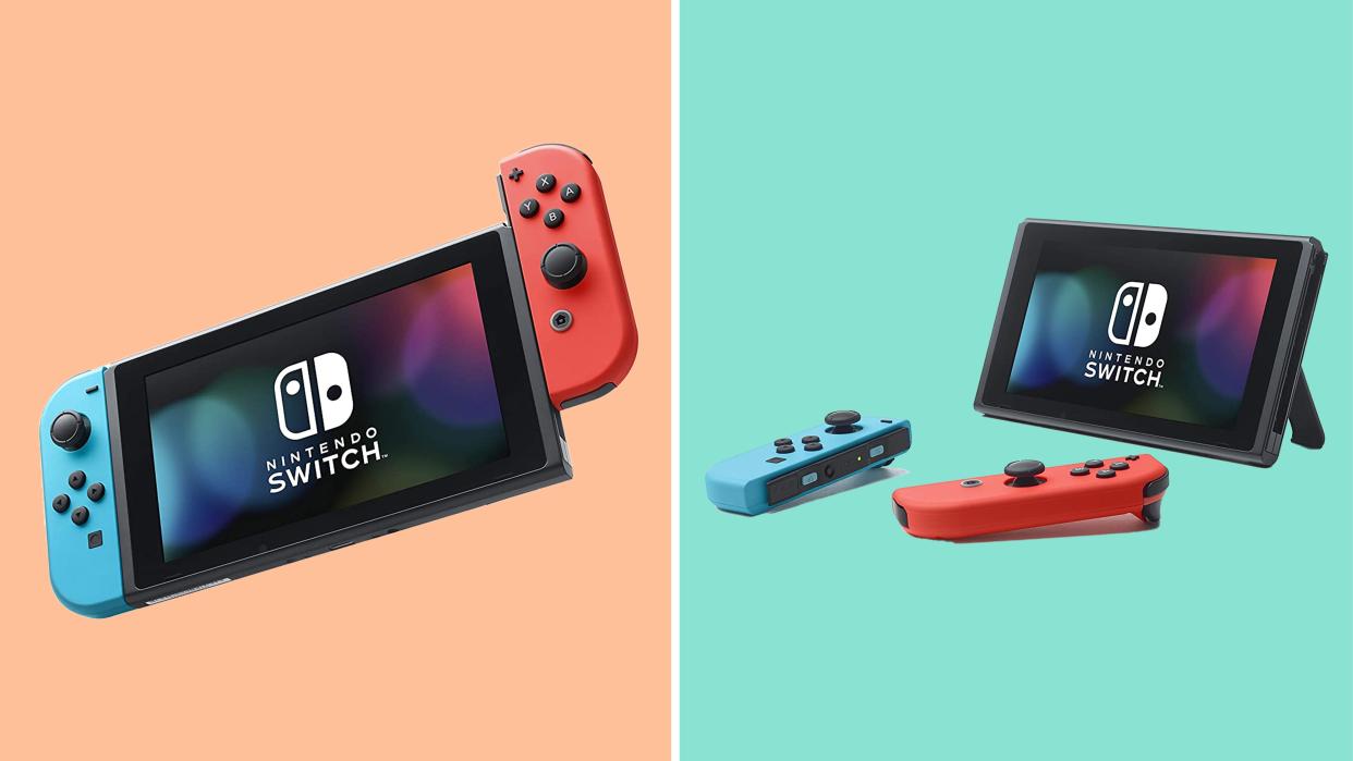 Add some color to your gaming experience with the Nintendo Switch console featuring red and blue Joy-Cons at Amazon.