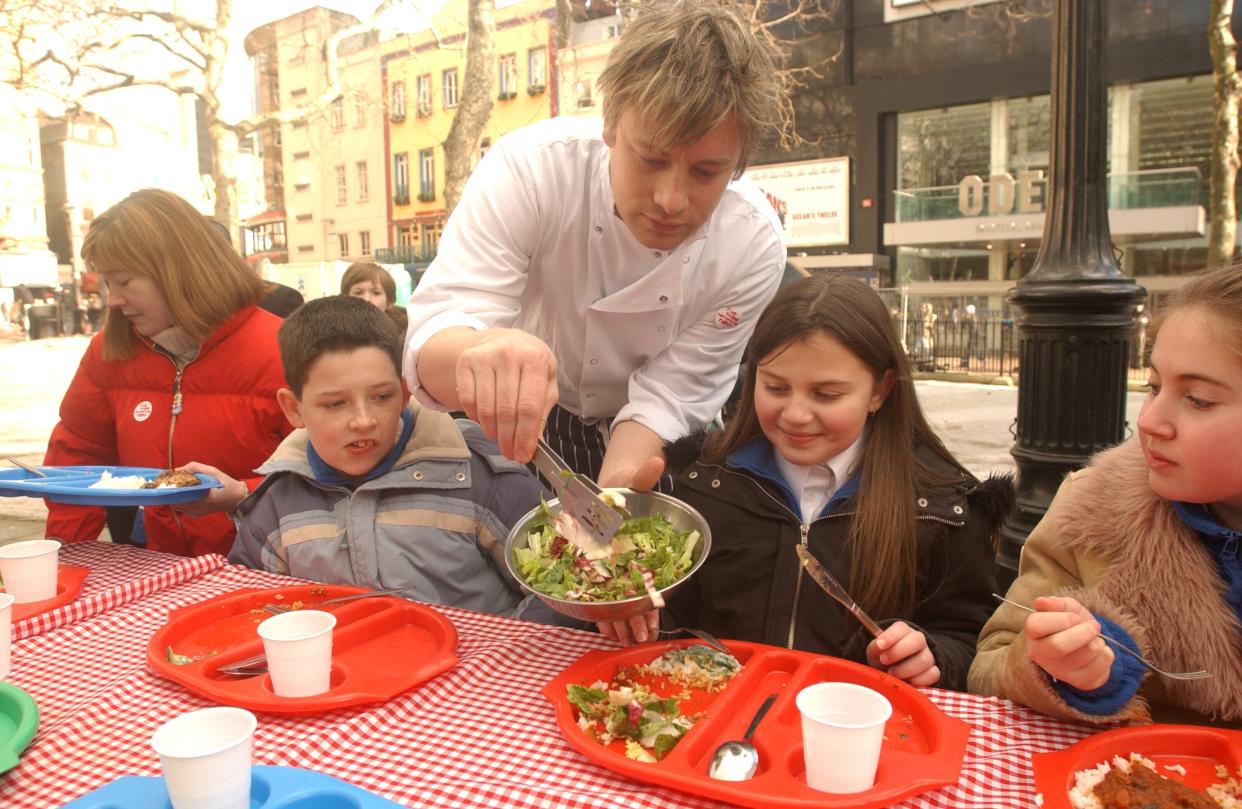 Jamie Oliver revealed he was constantly spat at during his school dinners campaign in 2005. (Andy Butterton/PA Images/Getty Images)