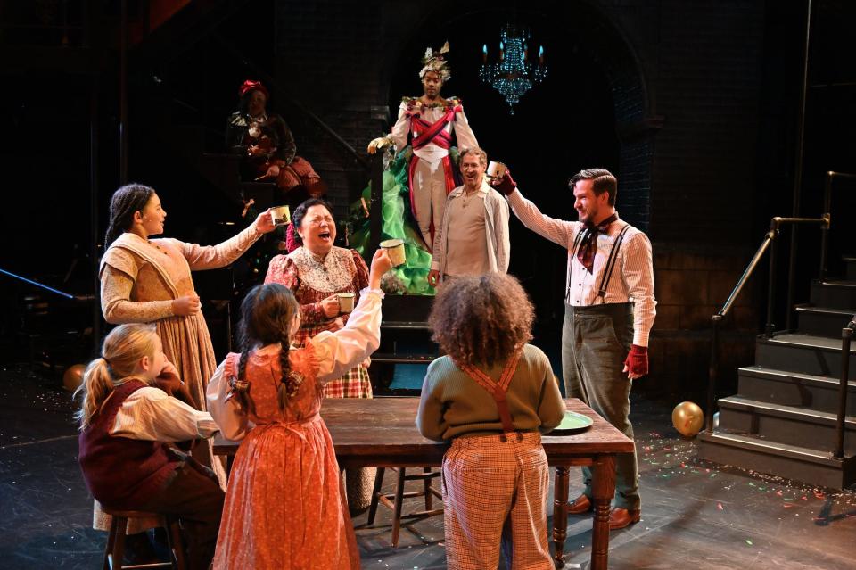 The cast of "A Christmas Carol" is on stage at Trinity Repertory Company through Dec. 31.