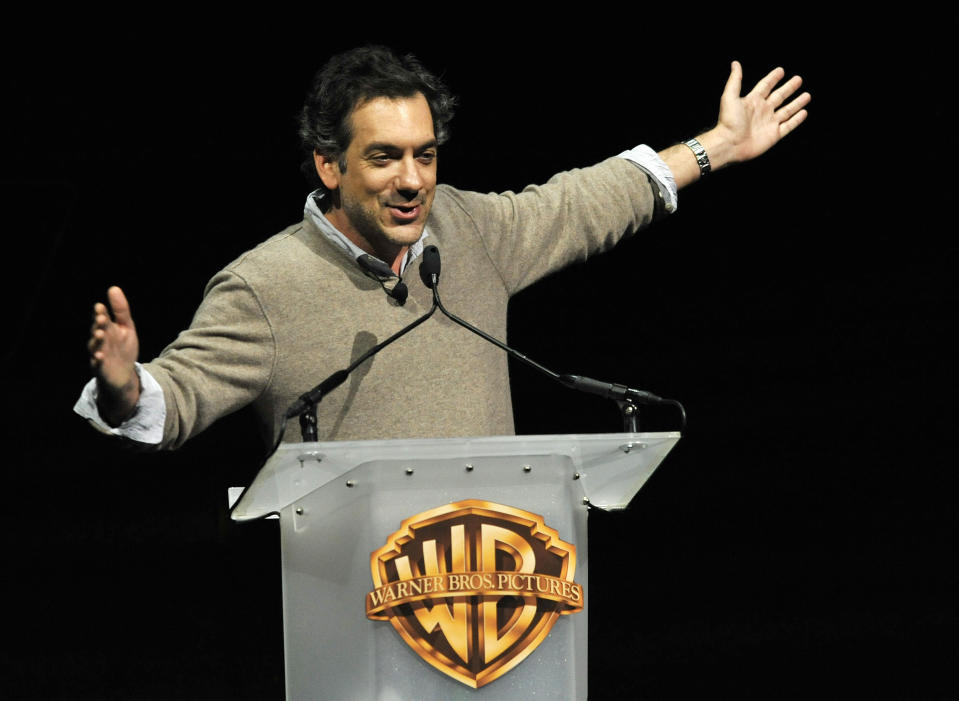 Todd Phillips, director of the forthcoming film "The Hangover Part III," addresses the audience during the Warner Bros. presentation at CinemaCon 2013 at Caesars Palace on Tuesday, April 16, 2013 in Las Vegas. (Photo by Chris Pizzello/Invision/AP)