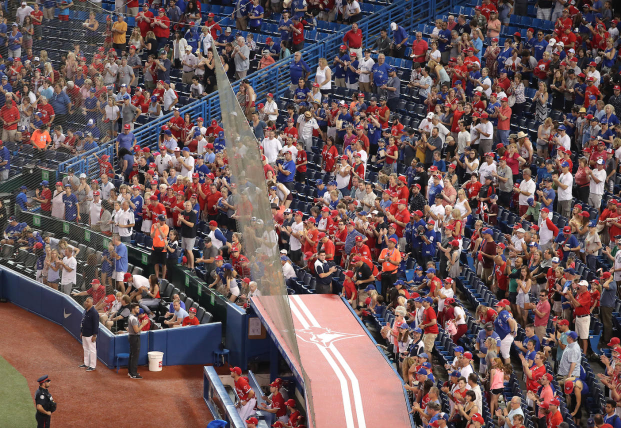 The Toronto Blue Jays have extended protective netting into the 2020 season.  (Photo by Tom Szczerbowski/Getty Images)