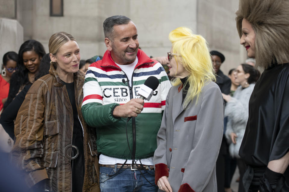 LONDON, ENGLAND - SEPTEMBER 14: Singer Roisin Murphy, DJ Fat Tony and Fashion Designer Pam Hogg during London Fashion Week September 2018 on September 14, 2018 in London, England. (Photo by Kirstin Sinclair/Getty Images)