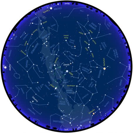 Carte du ciel d\'août 2022 Crédit : Johan Kieken / Sciences et Avenir