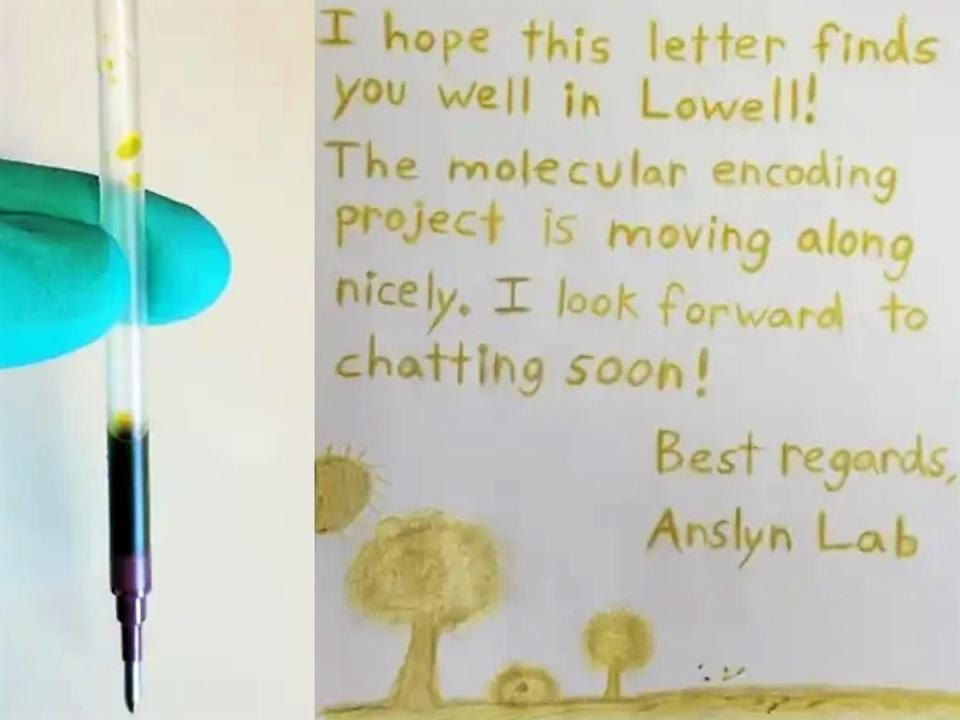 Una carta escrita con la tinta que contiene una clave de cifrado molecular (ACS Central Science 2022)
