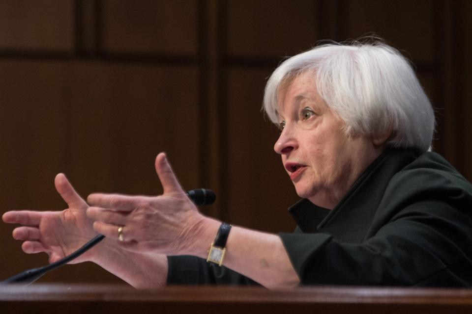 <p>Janet Yellen’s warning of interest rate rises still rings in investors’ ears</p> (Nicholas Kamm/AFP/Getty Images)