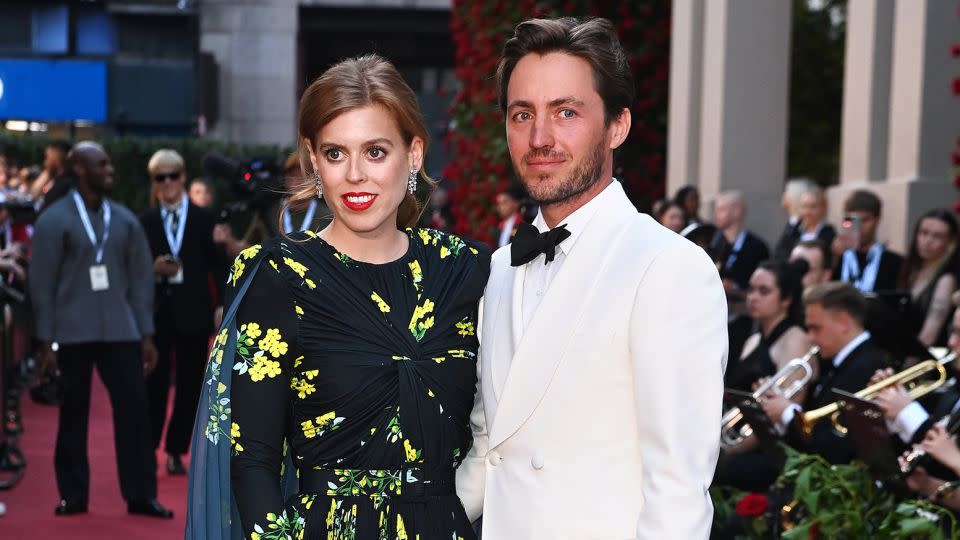 Eugenie’s sister, Princess Beatrice, opted for a floral midi dress by designer Richard Quinn, who has a longstanding association with the British royal family. - David M. Benett/Getty Images