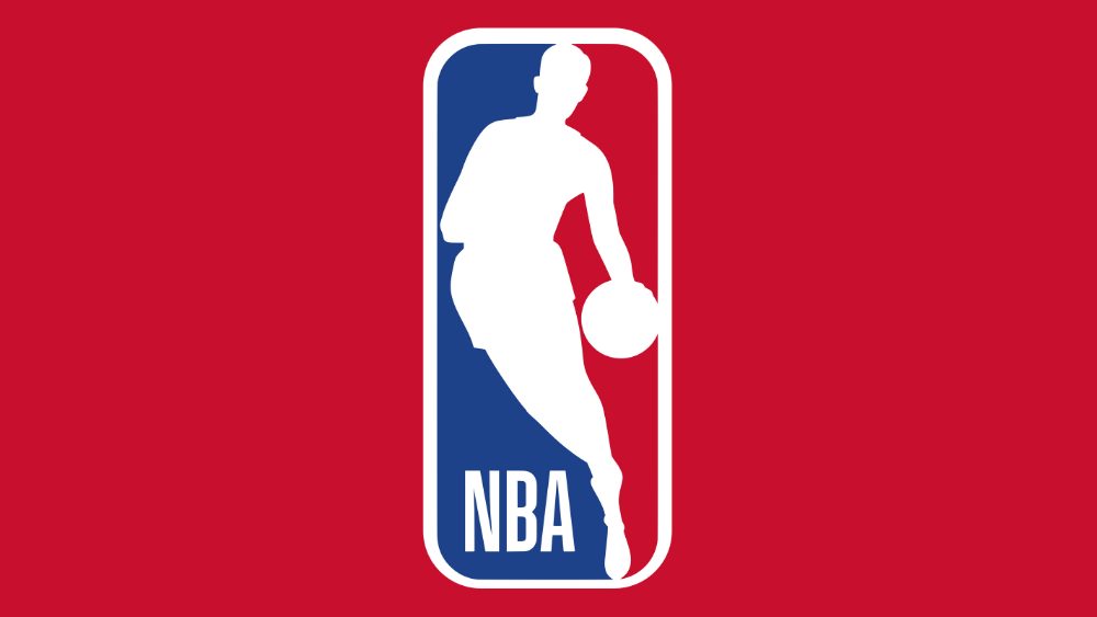  NBA logo on red. 