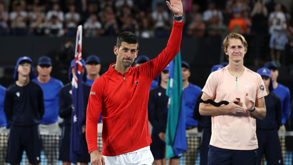 Novak Djokovic needed all his focus to outclass Sebastian Korda in the final of the Adelaide International. (Photo by Sarah Reed/Getty Images)