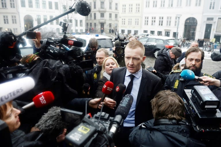 In this file photo taken March 08, 2018 prosecutor Jakob Buch-Jepsen speaks to the press as he arrives at the courthouse in Copenhagen at the opening of the murder trial for Danish inventor Peter Madsen