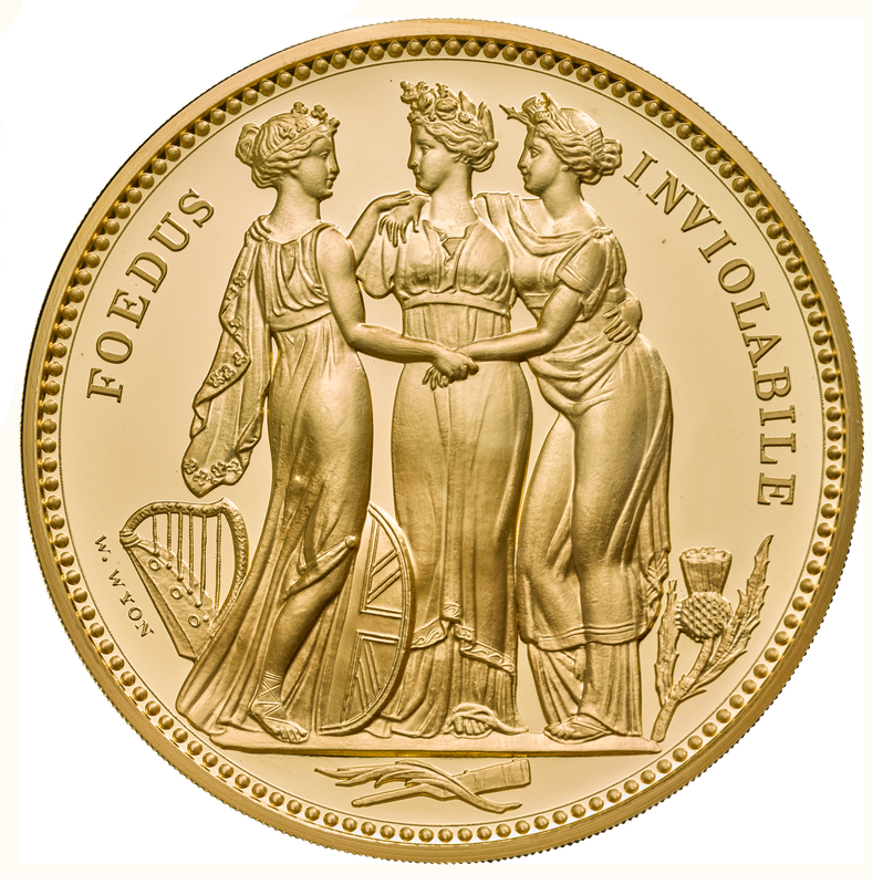 Three graces trial proof coin. Photo: Royal Mint