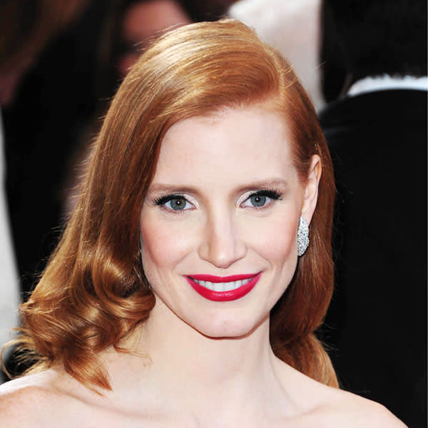 Jessica Chastain Oscars red carpet © Rex