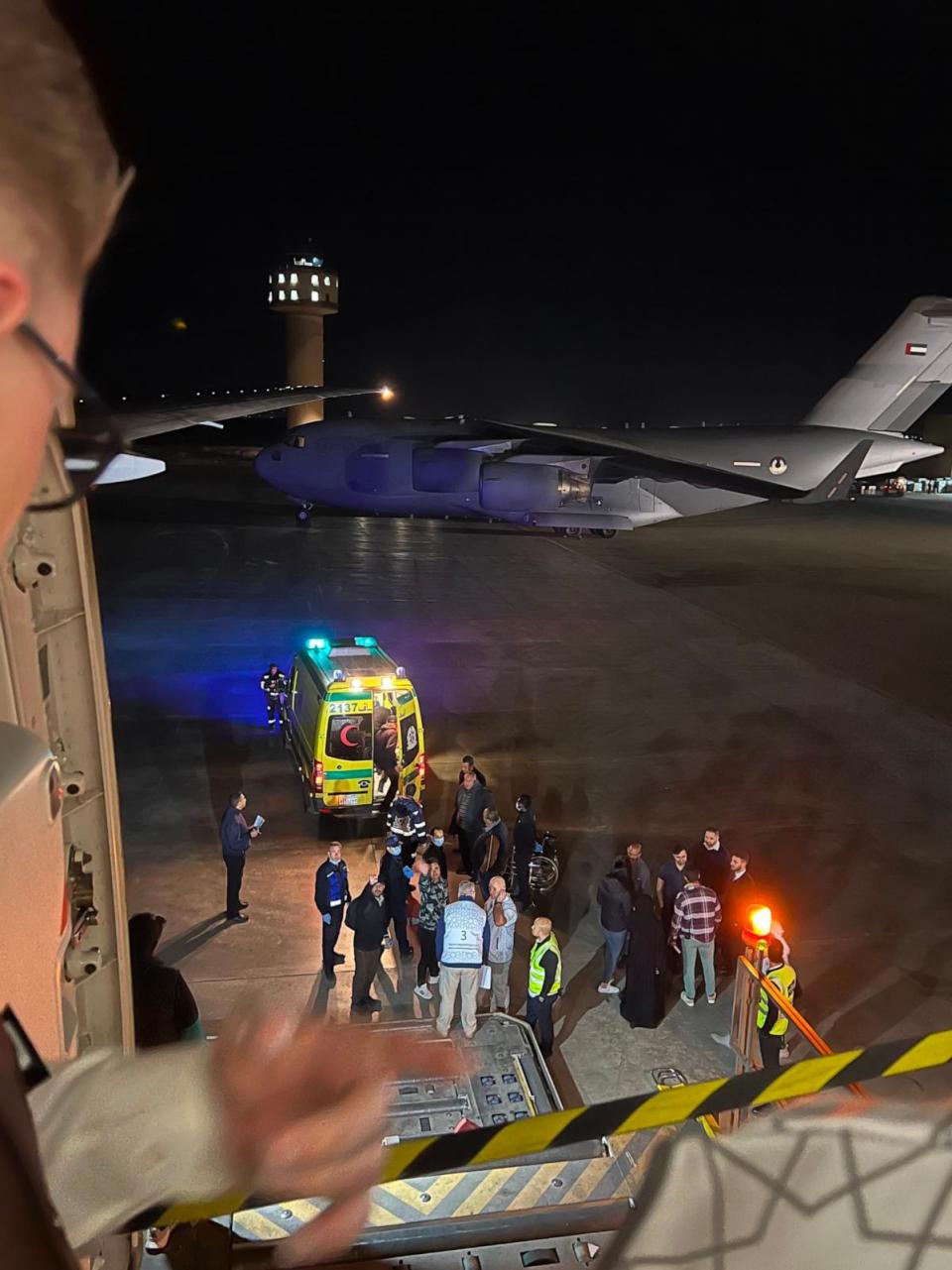 PHOTO: The view from an Emirati flight this month that carried wounded from Gaza to Abu Dhabi, which has been called a “flying hospital.”  (Ines de la Cuetara/ABC News)