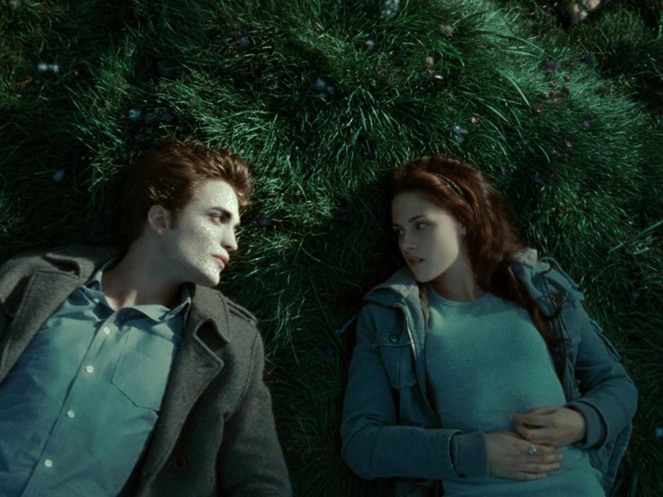 Robert Pattinson as Edward and Kristen Stewart as Bella in "Twilight."