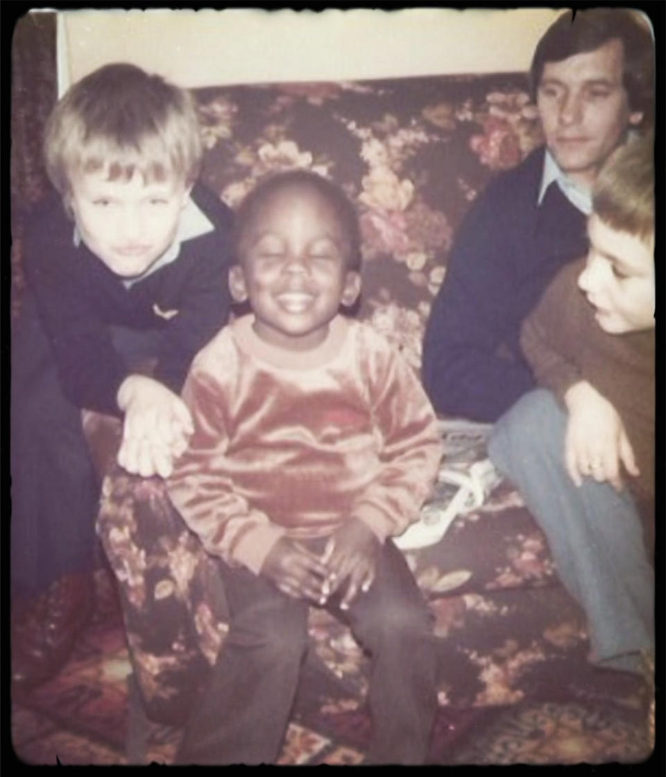 Jimmy Akingbola with his adoptive family. (Peacock)