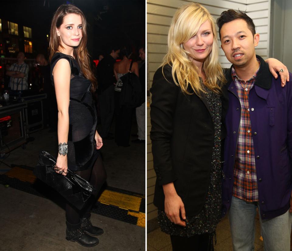 Mischa Barton, left, and Kirsten Dunst and Humberto Leon, right, at the Alexander Wang Spring 2010 party