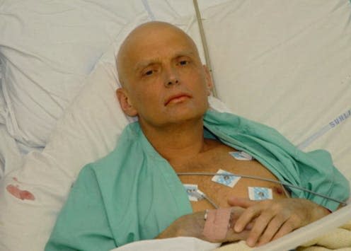 <span class="caption">Alexander Litvinenko in University College Hospital after being poisoned with a radioactive substance.</span> <span class="attribution"><span class="source">Wikimedia Commons</span></span>