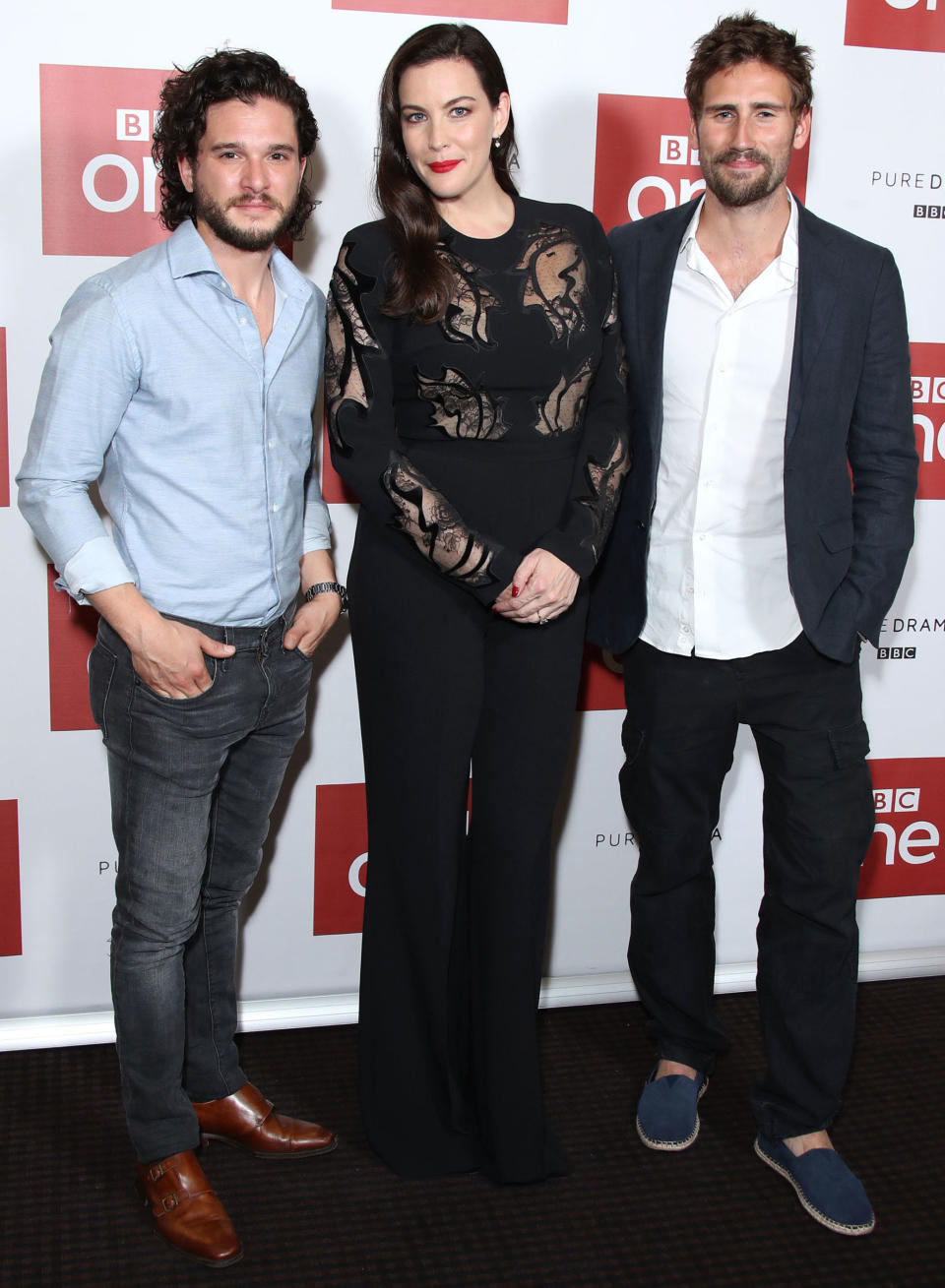 <p><strong>26 September </strong>Kit Harington, Liv Tyler and Edward Holcroft<span> posed for cameras at the BBC screening of <em>Gunpowder </em>in London.</span></p>