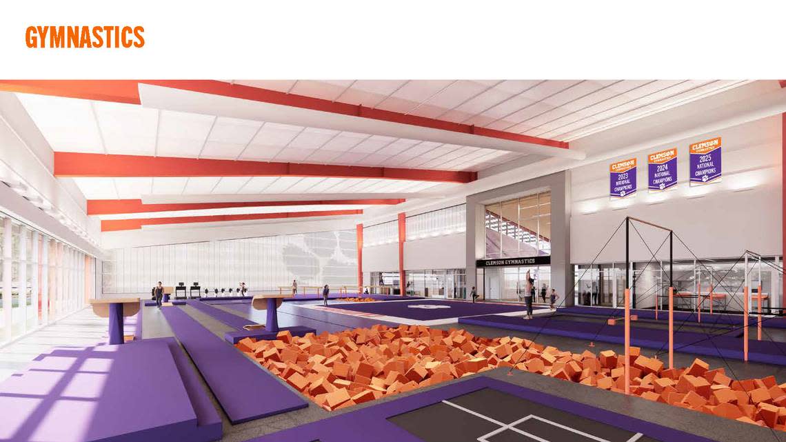 A rendering of the new gymnastics operations complex and practice facility at Clemson