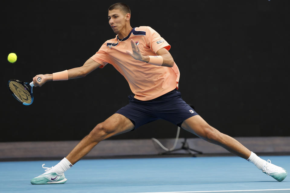 Alexei Popyrin, pictured here in action at the Australian Open in January.