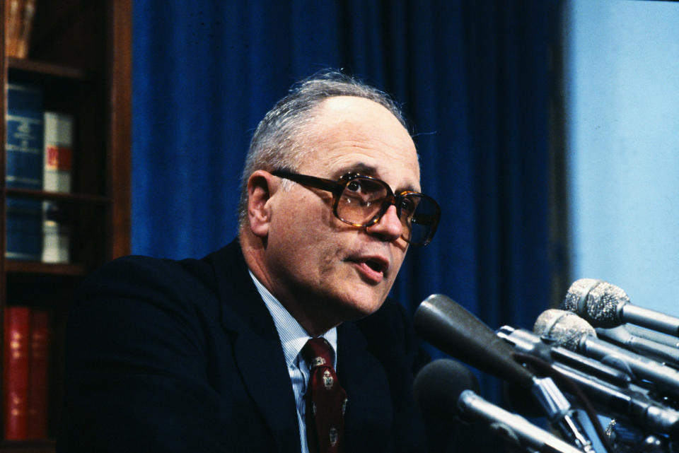 Dingell at a press conference on March 15, 1983.