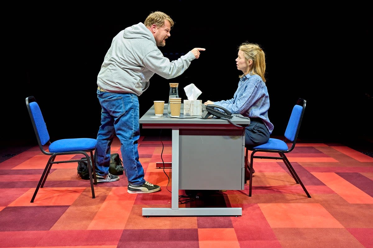 James Corden and Anna Maxwell Martin in ‘The Constituent’ at The Old Vic (Manuel Harlan)