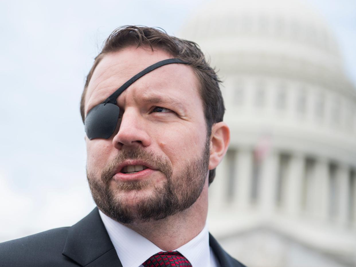 Rep. Dan Crenshaw, a Republican of Texas, stands outside the US Capitol