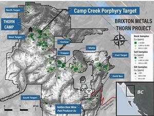 Camp Creek Porphyry Target, Thorn Project Location Map and Copper-Geochem