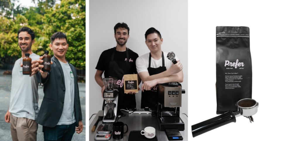 Founders for Prefer, a bean-free coffee, (left) former neuroscientist Jake Berber and (right) food scientist Tan Ding Jie. PHOTO: Prefer