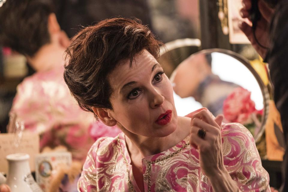 This image released by Roadside Attractions shows Renée-Zellweger as Judy Garland in a scene from "Judy," in theaters on Sept. 27. (David Hindley/Roadside Attractions via AP)