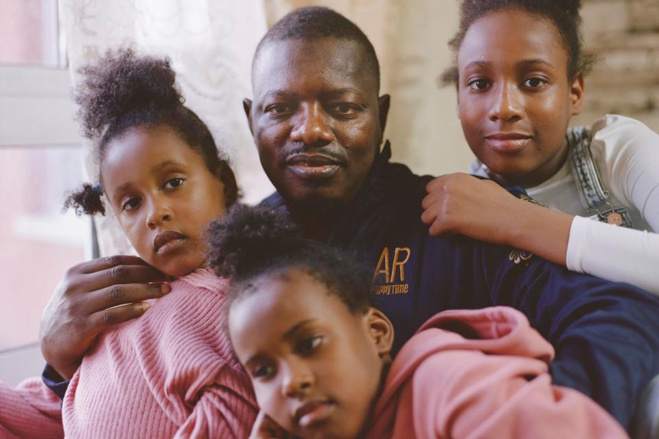 <p>Mental health nurse Sama with his daughters after recovering from covid</p>Channel 4