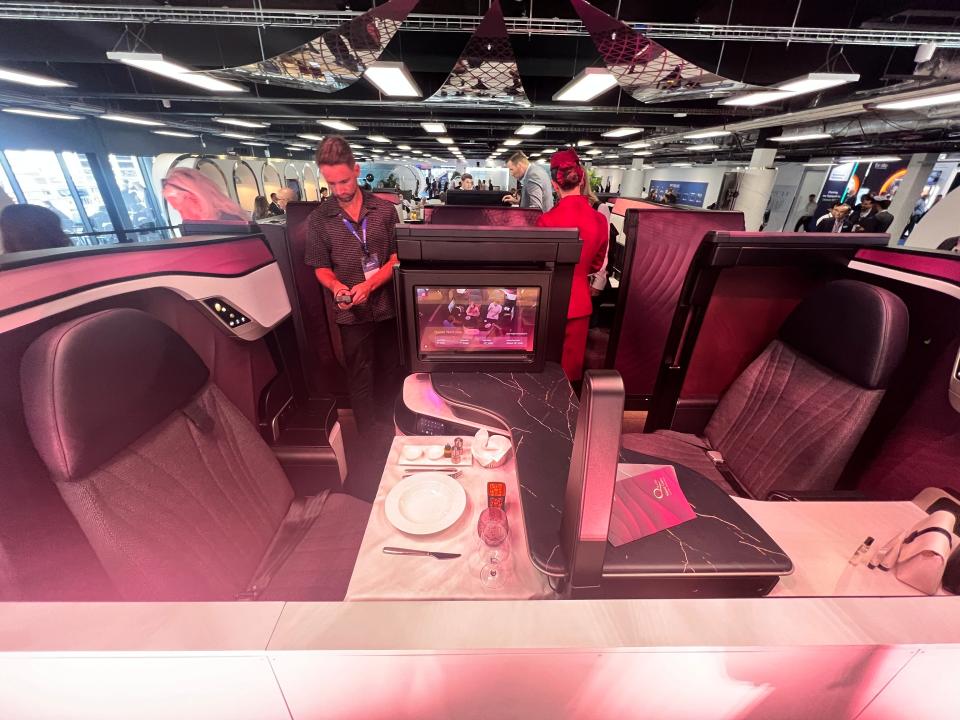 Qatar Airways new QSuite business class seats facing each other